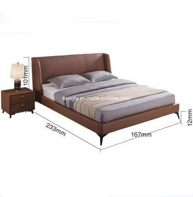 Modern Design Custom Bedroom Furniture Nappa Leather Double Bed