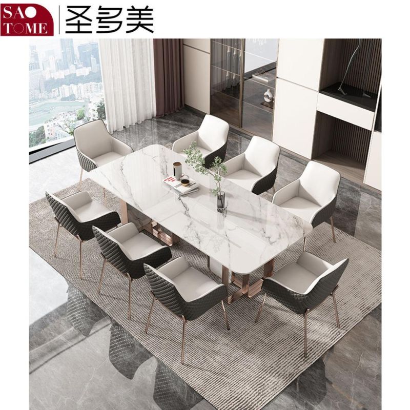 Modern High-Grade Furniture Stainless Steel Rock Plate Dining Table