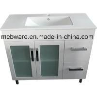 White Modern Style Bathroom Cabinet with Ceramic Basin Bathroom Vanity