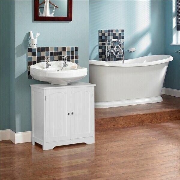 Bathroom Under Sink Cabinet Basin Unit Floor Cupboard Storage Furniture White