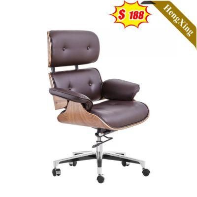 Simple Design Office Furniture Brown PU Leather Swivel Height Adjustable Manager Lounge Leisure Chair