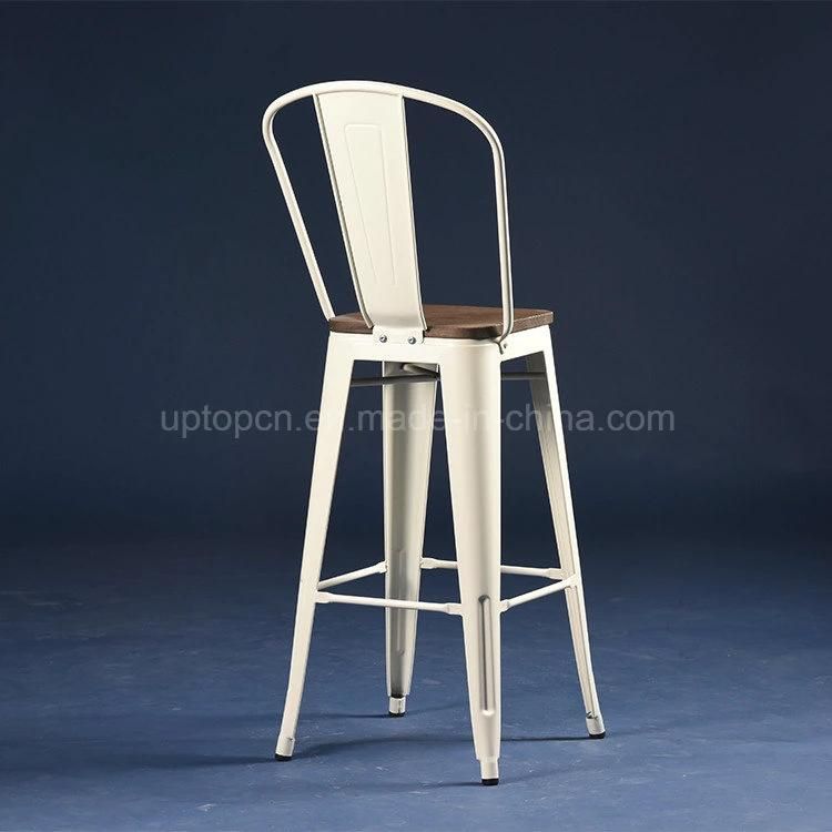 Modern Popular Iron Barstools Cafe Industrial Metal Bar Chairs with Wood