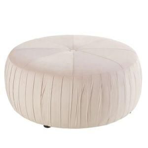 Modern Chinese Leisure Velvet Office Hotel Home Outdoor Garden Furniture Round Ottoman Pouf Sofa for Living Room and Bedroom with Fastener