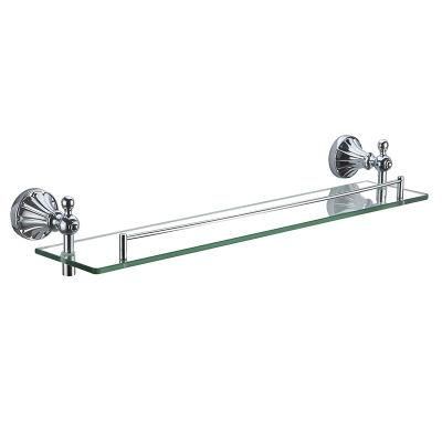 Modern Bathroom Accessoy Wall Mounted Towel Shelf Chrome Brass Single Layer Glass Shelf