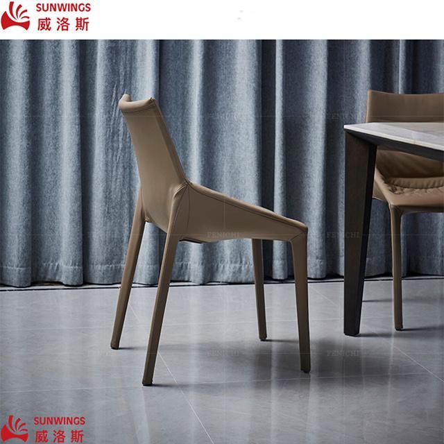 Home Furniture Modern and Simply Solid Wood Fabric All - Covered Dining Chair for Hotel