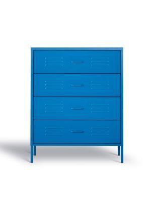 Modern Metal Furniture Blue Accent Cabinet with 4 Drawers
