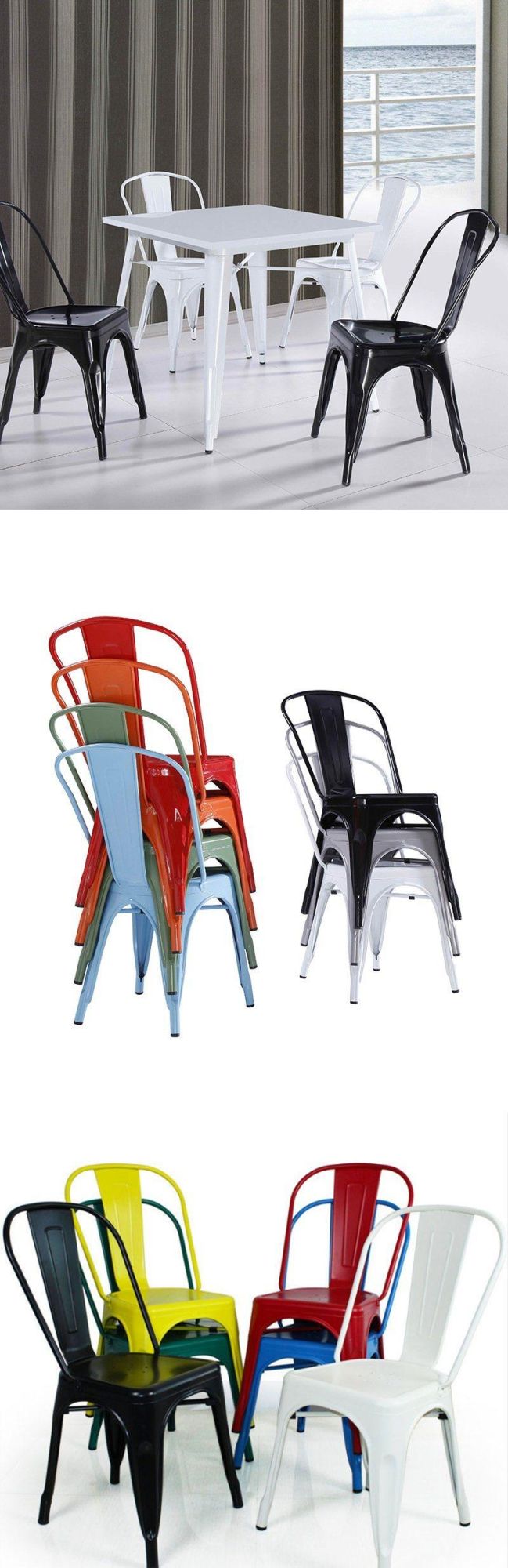 Modern Home Restaurant Kitchen Furniture Stackable Metal Chair for Garden and Outdoor Use