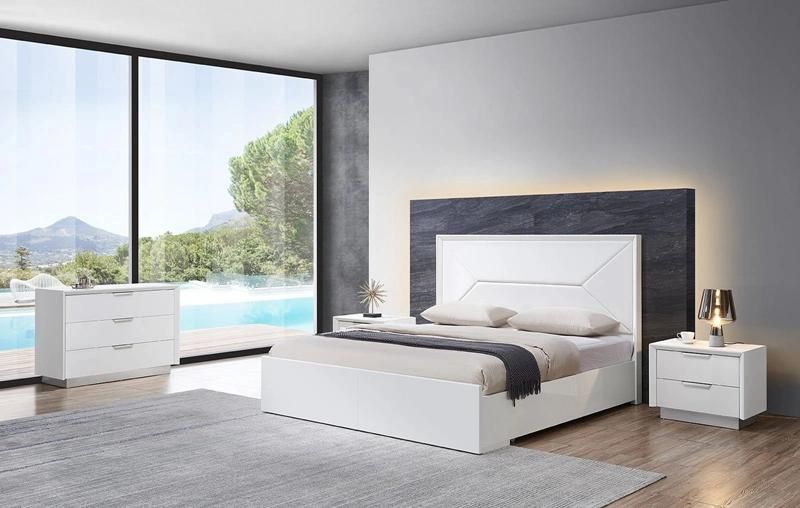Nova Modern Home Furniture Pure White Bedroom Set with 3 Pieces