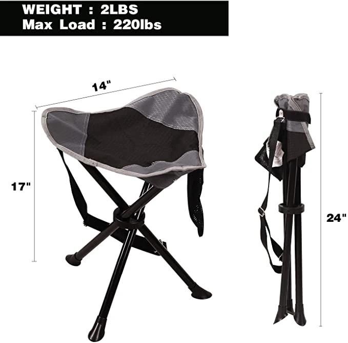 Folding Tripod Portable Chair, Versatile Portable Camping Stool Chair for Outdoor Camping Walking Hunting Hiking Fishing Travel, Support up to 225 Lbs
