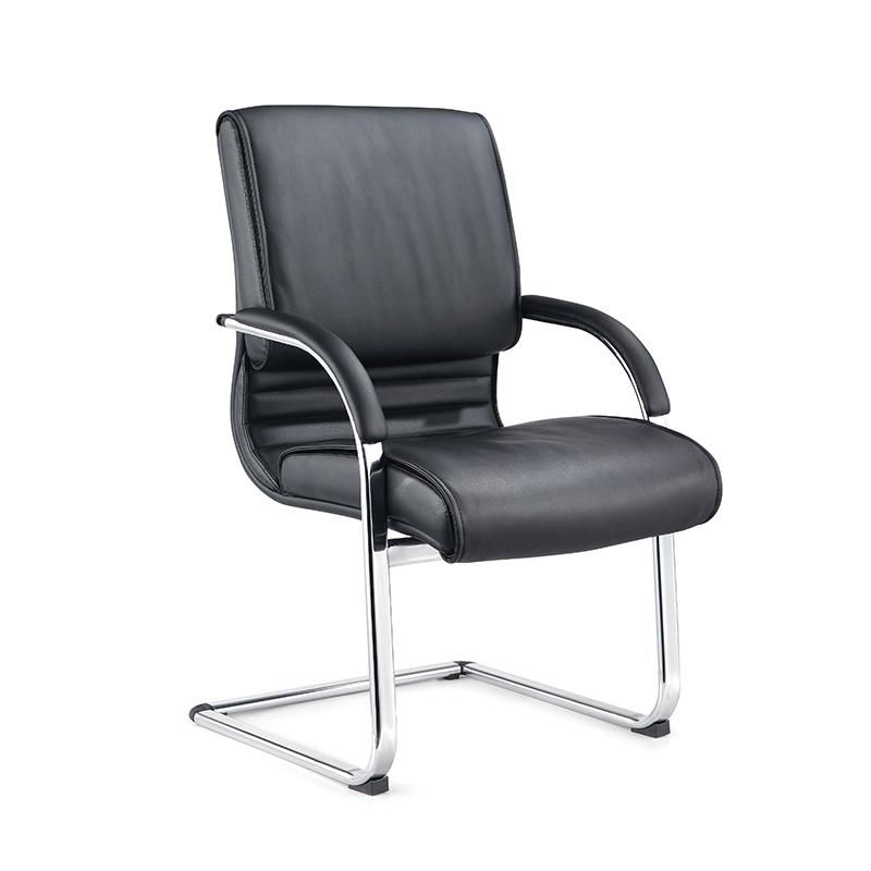 Metal Chromed Visitor Frame Office PU Leather Chair Furniture