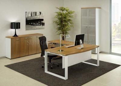 Hot Popular Boss Desktop Melamine Board Drawer Cabinet with White Steel Foot Offce Desk (SZ-OD301)