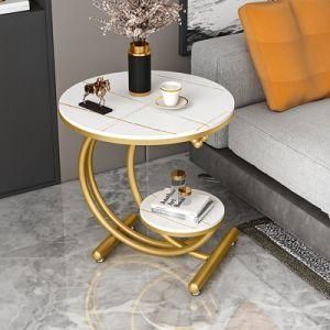 Modern Rock Slab Wrought Iron Sofa Coffee Table