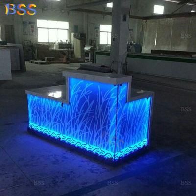 Small Restaurant Interactive Flower Pattern Carved Bar Counter