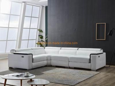 Modern European Style Top Grain Leather Hotel Living Room Electric Recliner Home Furniture Corner Sectional Sofa