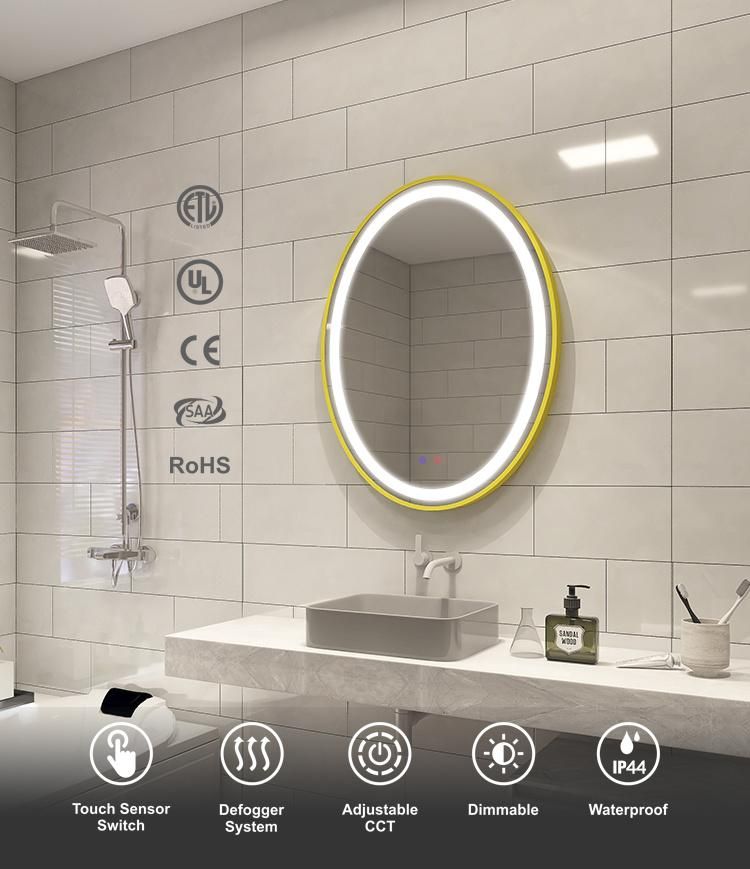 Factory Wholesale New Design Oval Hotel Design Bathroom LED Mirror
