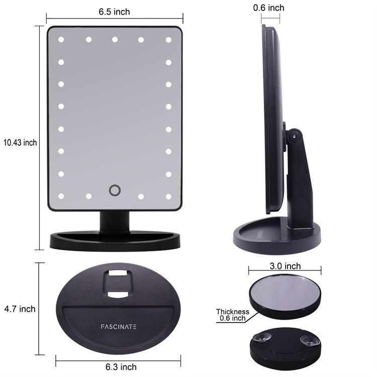 Makeup Cosmetic Desk Vanity LED Mirror with Touch and Stand Base
