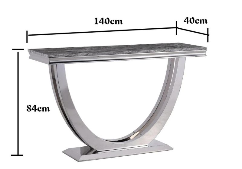 Professional Contemporary Modern Premium Grey Mable Top Dining Table with Stainless Steel Feet