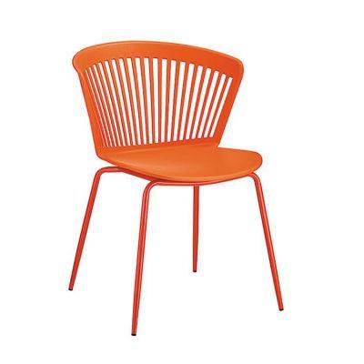 Wholesale Outdoor Cafe Shop Furniture Colorful PP Plastic Dining Chair with Metal Legs for Banquet