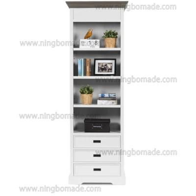 Romantic Rural Interior Furniture Grey Oak Top White Poplar Wood Base Media Book Shelf