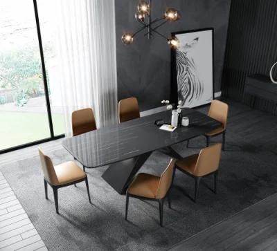 Modern Restaurant Rectangle Tempered Glass Top Dining Table Dining Furniture Set