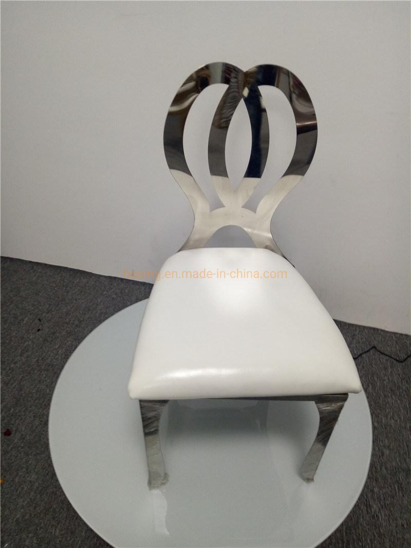 China Furniture Modern Design Metal Legs White Sponge Seat Antique Banquet Furniture Factory Price Elegant Gold Stainless Steel Back Dining Chair