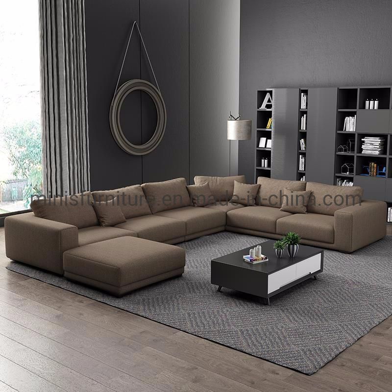 (MN-SF105) Modern Home Furniture Dark Grey Fabric Living Room L-Sahped Sofa