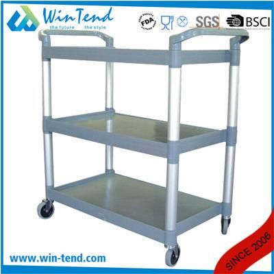 3 Tiers Plastic Service Cart Dining Trolley Black Grey for Kitchen