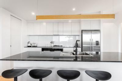 High Gloss Linear Design Flat Panel Handleless Modern PVC Kitchen Cabinets