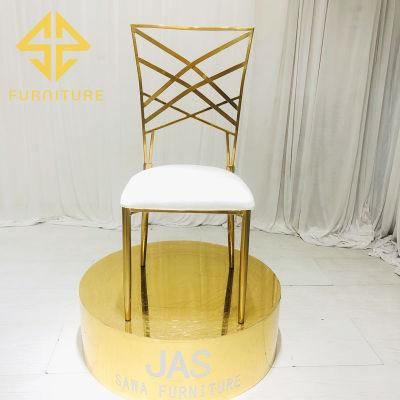 Chinafurniture Modern Design Stainless Steel White Sponge Seat High Dining Chair for Wedding Banquet