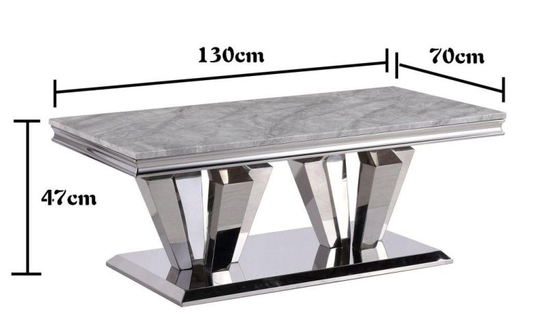 Antique Rectangle Stone Silver Metal Console Table Home Furniture Luxury Marble Top Dining Table