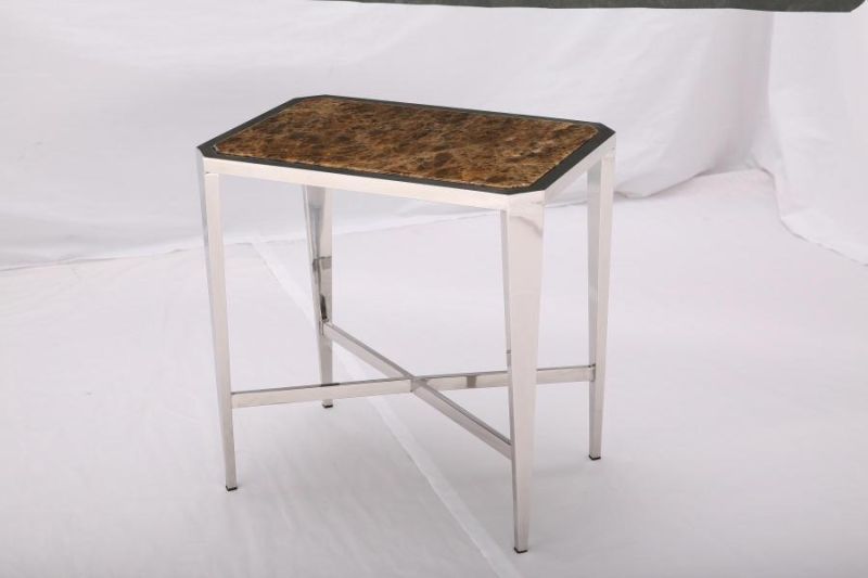 Modern Design Home Furniture Console Tables with Nature Marble Top and Stainless Steel