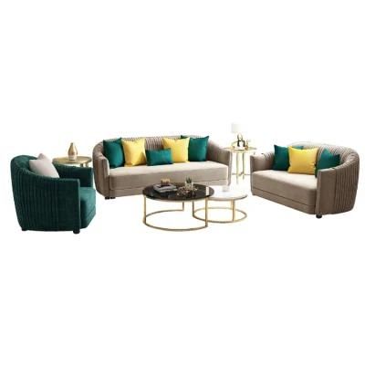 Modern Wholesale Fabric Leather Sofas Wooden Living Room Furniture Set with Good Price