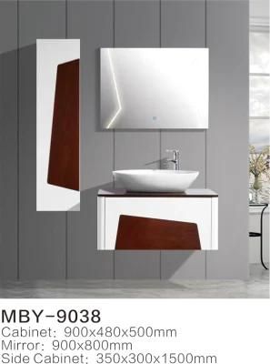 Hotel European Modern Wall-Hung PVC Bathroom Vanity with LED Mirror