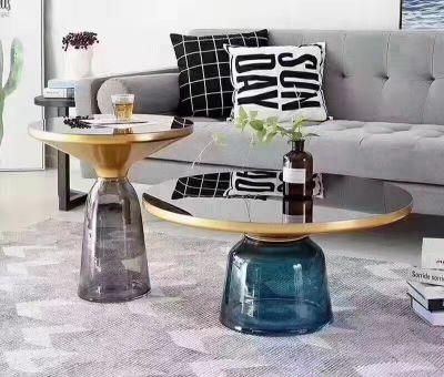 Modern Simple Round Marble Top Coffee Bell Table Glass Base Sofa Side Tea Center Coffee Table