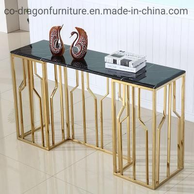 Modern Gold Stainless Steel Console Table Furniture with Marble Top