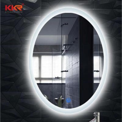 Round LED Bathroom Mirror Plug-in Modern Lighted Wall Mounted Mirror