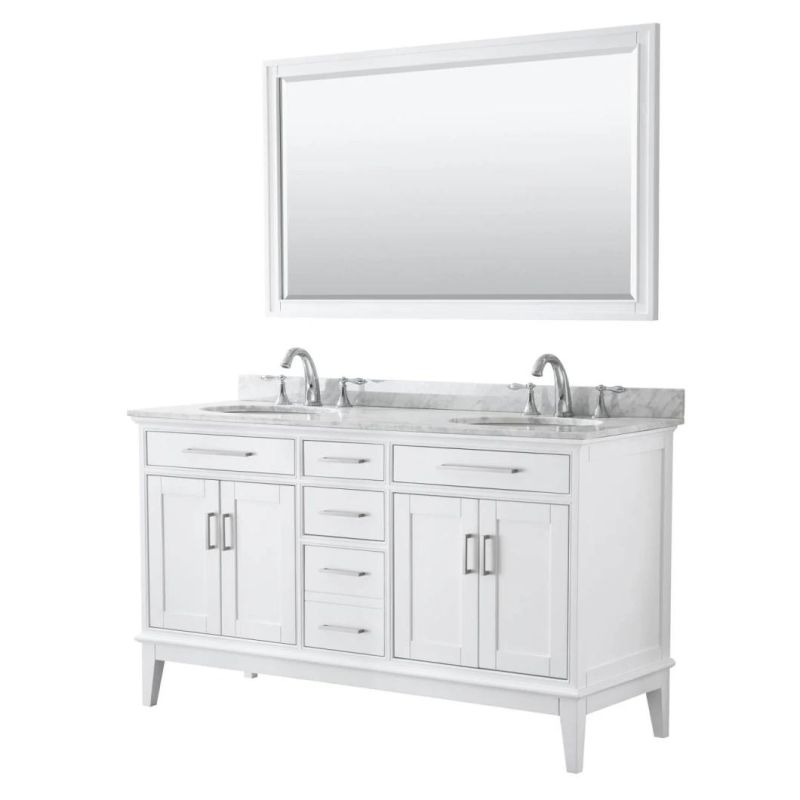 60" Double White Color Bathroom Vanity