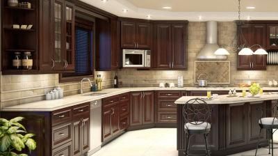 Solid Wood Modern Design ISO9001 Modular Kitchen Cabinets for Villa