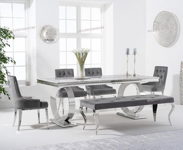 Rectangle Glass Top Metal Legs Dining Table Set for Home