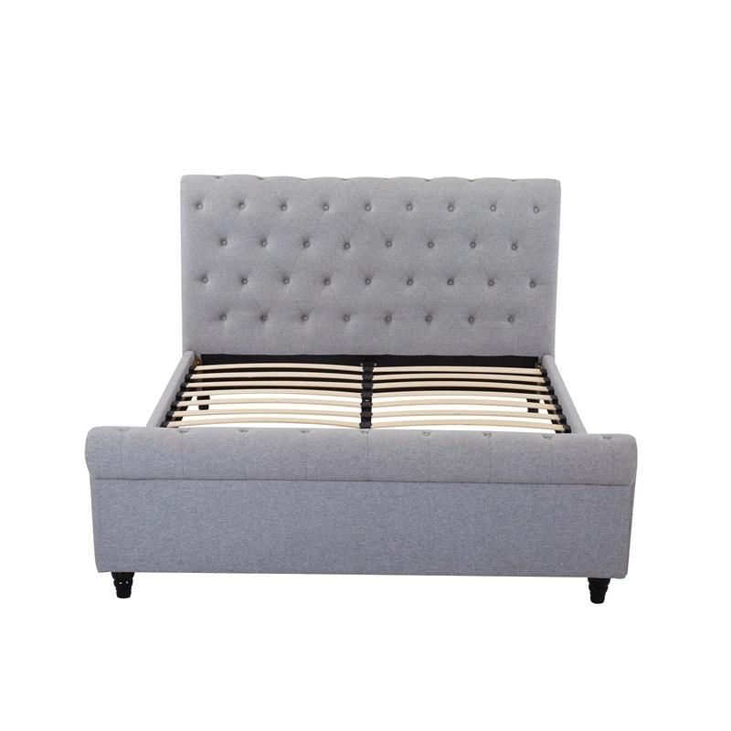 Italian Lifestyle Soft Grey Velvet Wingback Upholstered Modern Platform Kind Size Velvet Bed Double