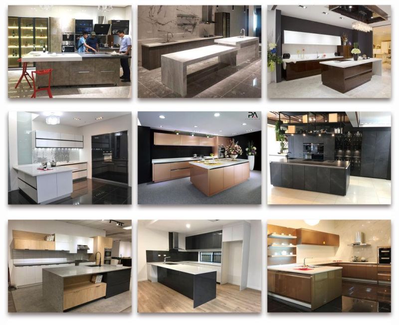 Luxury Kitchen Grey Lacquer and Melamine Modern Kitchen Cabinets