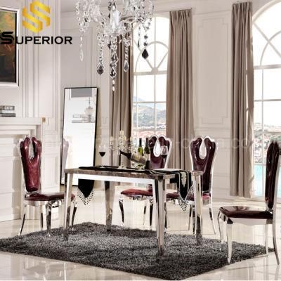 Marble Dining Room Set Silver Dining Table With 4 Chairs
