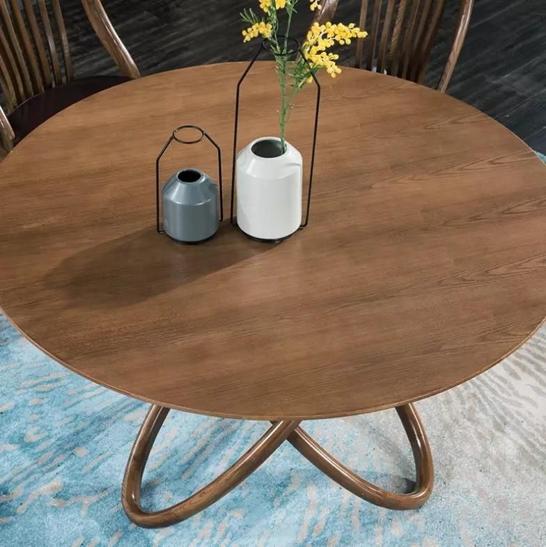 Nordic Wooden Restaurant Furniture Artistic Round Dining Table Made in China Guangdong Factory