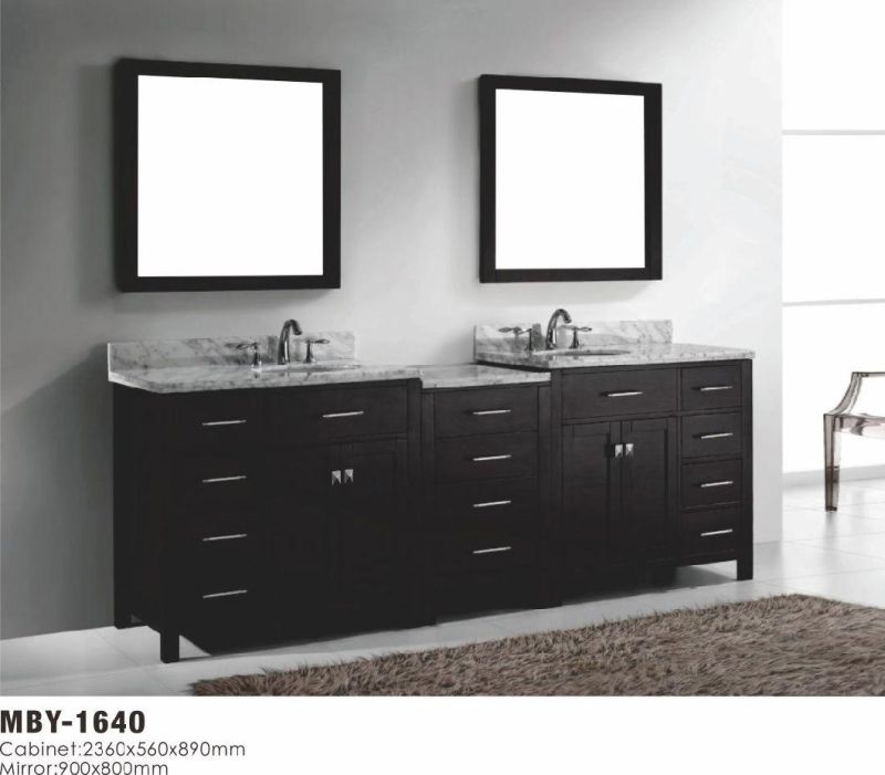 American Oak Wood Modern Bathroom Cabinet Espresso Double Sink Bathroom Vanity