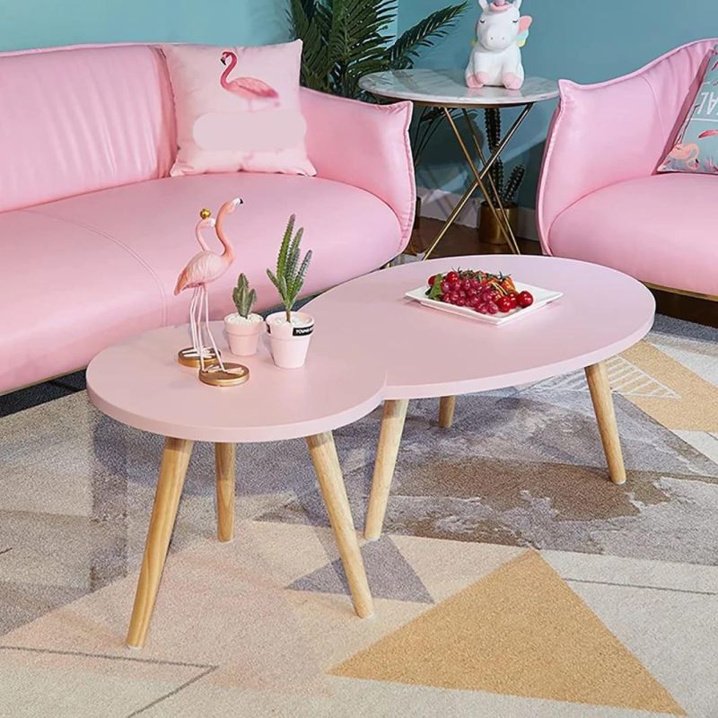 Living Room Teardrop Shaped Table + Round Table, Modern Leisure Tea Table