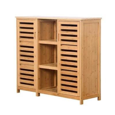 Freestanding Sideboard Buffer Cabinets with Door and Shelves Bamboo Bathroom Storage Cabinet
