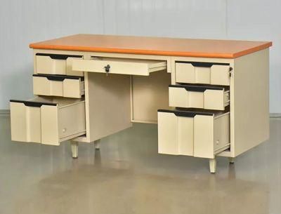 Chinese Steel Office Desk with 2 Drawers in Right Side Big Promotion for Metal Office Table Steel Office Furniture