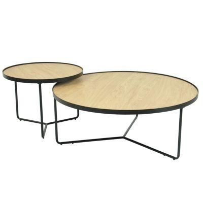 2021 Home Furniture Modern Living Room MDF Top 2 Coffee Tables Set with Metal Tube