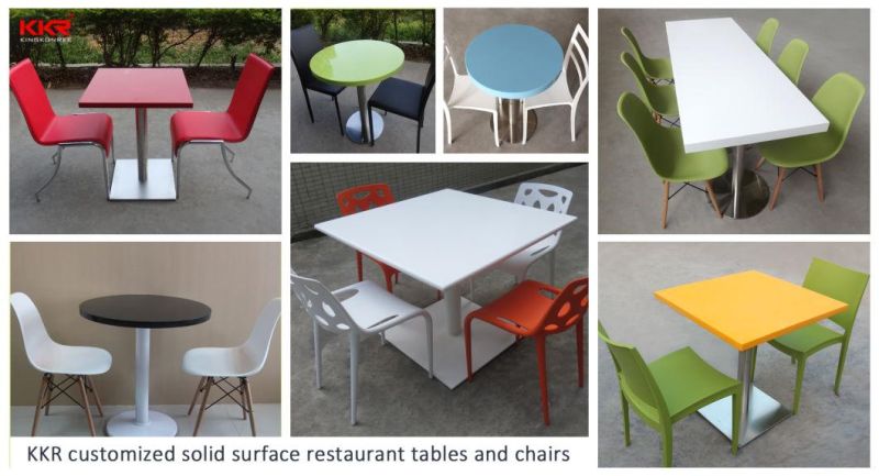 Customize Artificial Stone Solid Surface Square White Modern Chairs and Tables Restaurant Tables