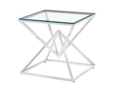 China Wholesale Cafe Table Home Use Glass Top Square Steel Coffee Table for Living Room Furniture